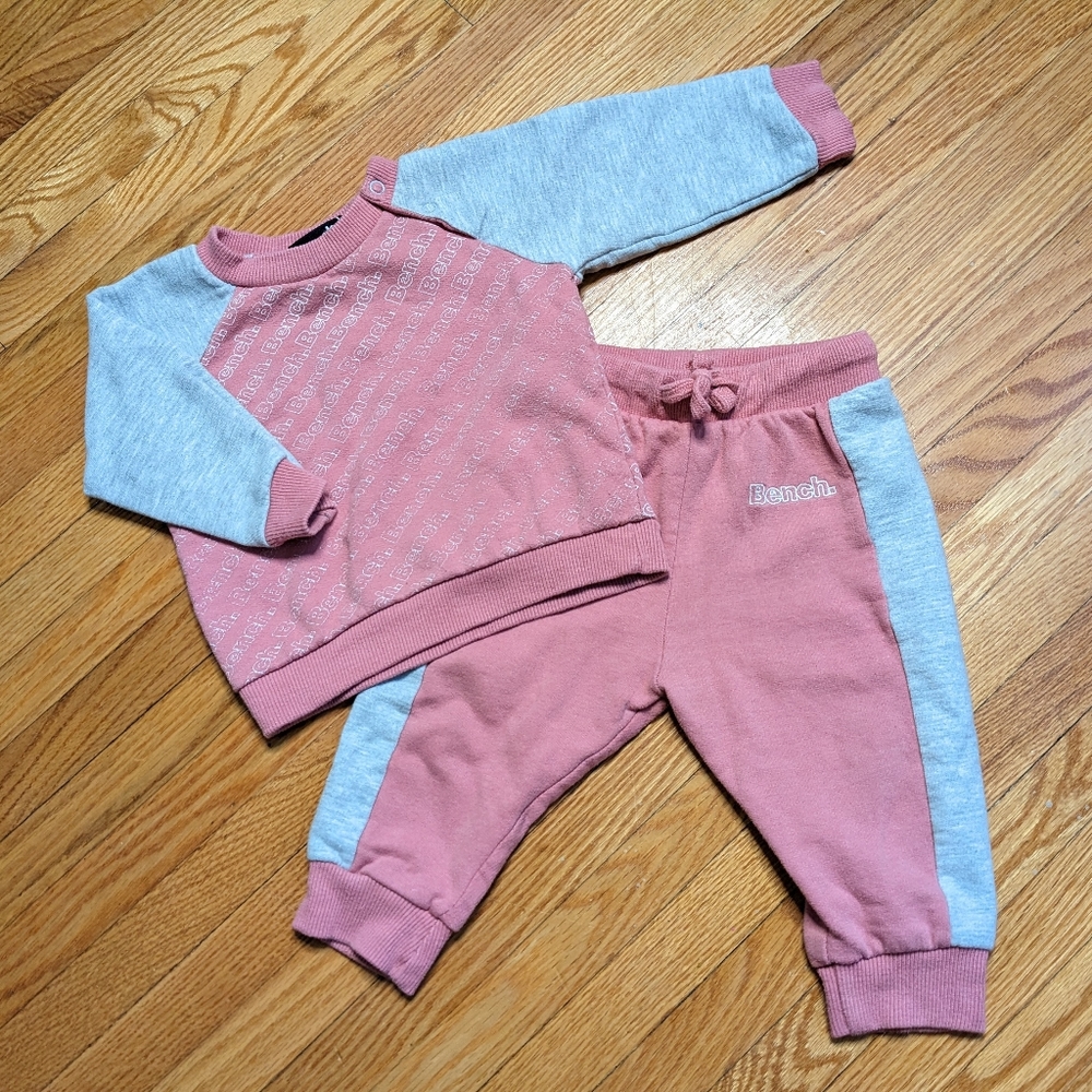 Bench Jogger Sweater Set Grey Pink Girls 6-12 months baby top bottom child